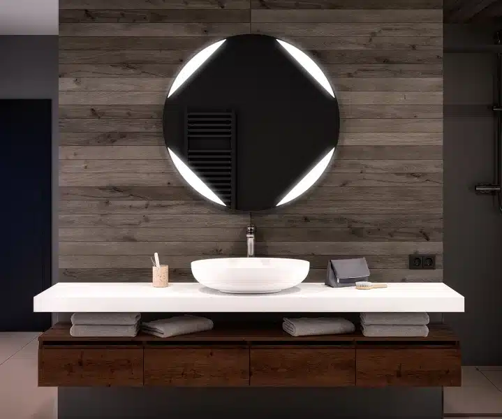 Minimalist Circular LED Mirror with Accent Lighting