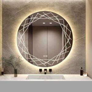A beautifully designed round LED mirror for home decor
