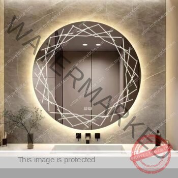 A beautifully designed round LED mirror for home decor