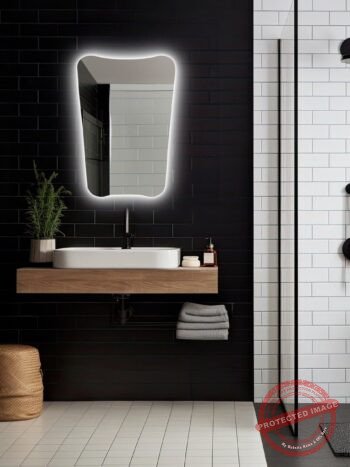 Stylish Irregular LED Mirror with 3 LED Lights by Dilya