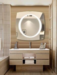 Modern Square LED Mirror with Central Glow.