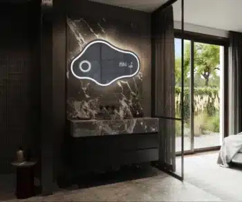 Artistic Pebble Shape LED Mirror with Ambient Lighting