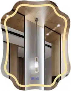 Designer Irregular LED Wall Mirror with Warm Glow Border