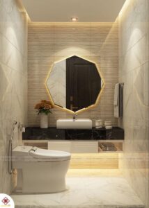 Gold Accent Octagon LED Vanity Mirror