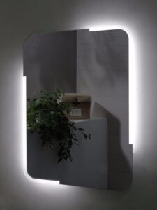 L corner outer frosted square led mirror