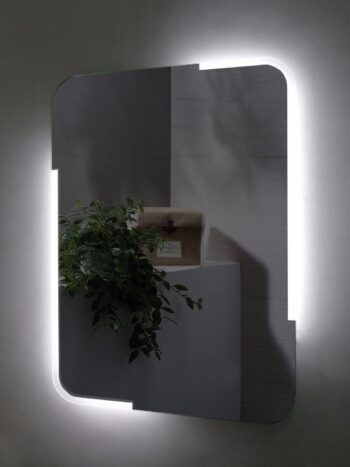 L corner outer frosted square led mirror
