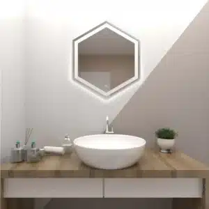 Hexagon LED Bathroom Mirror with Illuminated Border