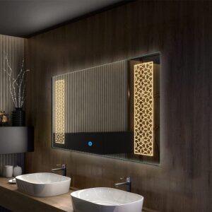 Rectangular LED Bathroom Mirror with Decorative Side Panel Lights