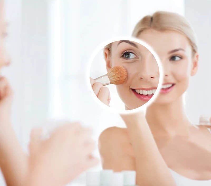 LED light mirror for makeup with adjustable lighting for flawless application.