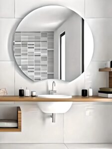 Large Frameless Round Bathroom Wall Mirror