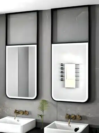 Lumen Half Rectangular LED Metal Mirror - Anodized & Waterproof