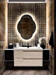 Luxury Gold-Trimmed LED Mirrors for Bollywood-Inspired Bathrooms