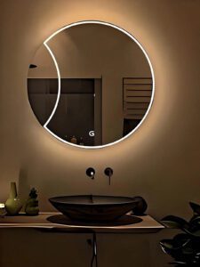 Artistic Round LED Mirror for a Serene Sanctuary