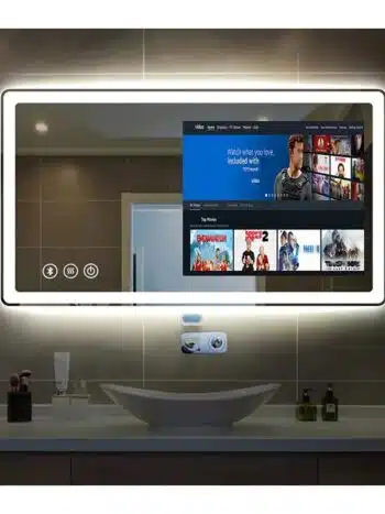 Luxury Android TV LED Mirror with Remote – Smart Bathroom Mirror