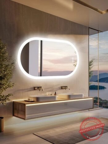 Arched Illumina LED Bathroom Mirror – Oval Design, Anti-Fog, and Adjustable Lighting