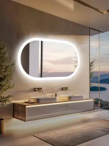 Arched Illumina LED Bathroom Mirror – Oval Design, Anti-Fog, and Adjustable Lighting