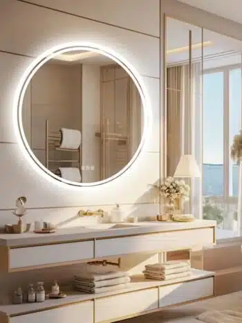 LuminaSphere LED Circle Bathroom Mirror – Anti-Fog, Dimmable, and Touch Controls