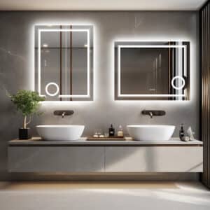 Smart Rectangular LED Mirrors for Modern Baths.