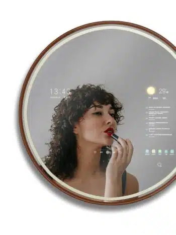 Round Smart Android TV LED Mirror with Touch & Remote – Luxury Bathroom Tech
