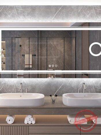 Frameless LED Bathroom Mirror with 3X Magnification, Anti-Fog, and Dual Lighting – Modern Makeup & Shaving Mirror