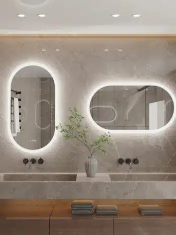 EcoLuxe Arched LED Mirror – Touch Controls, Anti-Fog, and Energy-Efficient Lighting
