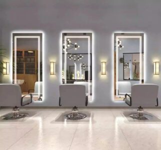 Smart LED mirrors with modern technology enhancing functionality and design.