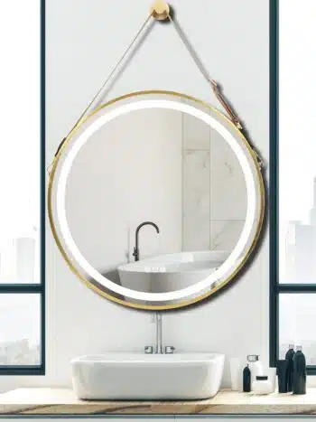 Radiant Halo Frame Round Bathroom Mirror – LED Lighting, Anti-Fog, and Touch Controls