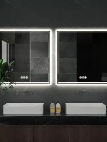 Square Illuminated Bathroom Mirror – Anti-Fog, Dimmable, and Touch Controls