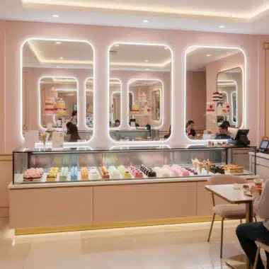 Elegant LED Mirrors for Bakery and Dessert Shop Interiors